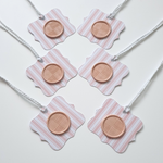 Pink  and white wax seal gift tags