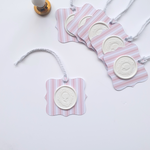 Pink stripe wax seal gift tags