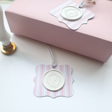 Pink stripe wax seal gift tags