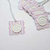 Pink stripe wax seal gift tags