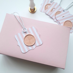 Pink  and white wax seal gift tags