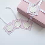 Pink stripe wax seal gift tags