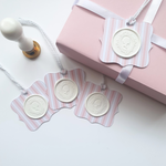 Pink stripe wax seal gift tags