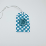 Teal and white wax seal gift tags