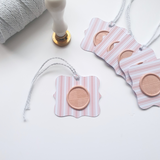 Pink  and white wax seal gift tags