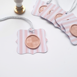 Pink  and white wax seal gift tags