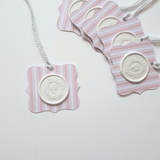 Pink stripe wax seal gift tags - Little Added Touches