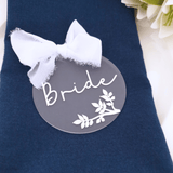Round Frosted Acrylic Wedding Place Name Tags - Little Added Touches