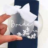 Round Frosted Acrylic Wedding Place Name Tags - Little Added Touches