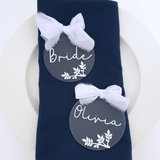 Round Frosted Acrylic Wedding Place Name Tags - Little Added Touches
