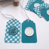 Teal and white wax seal gift tags - Little Added Touches