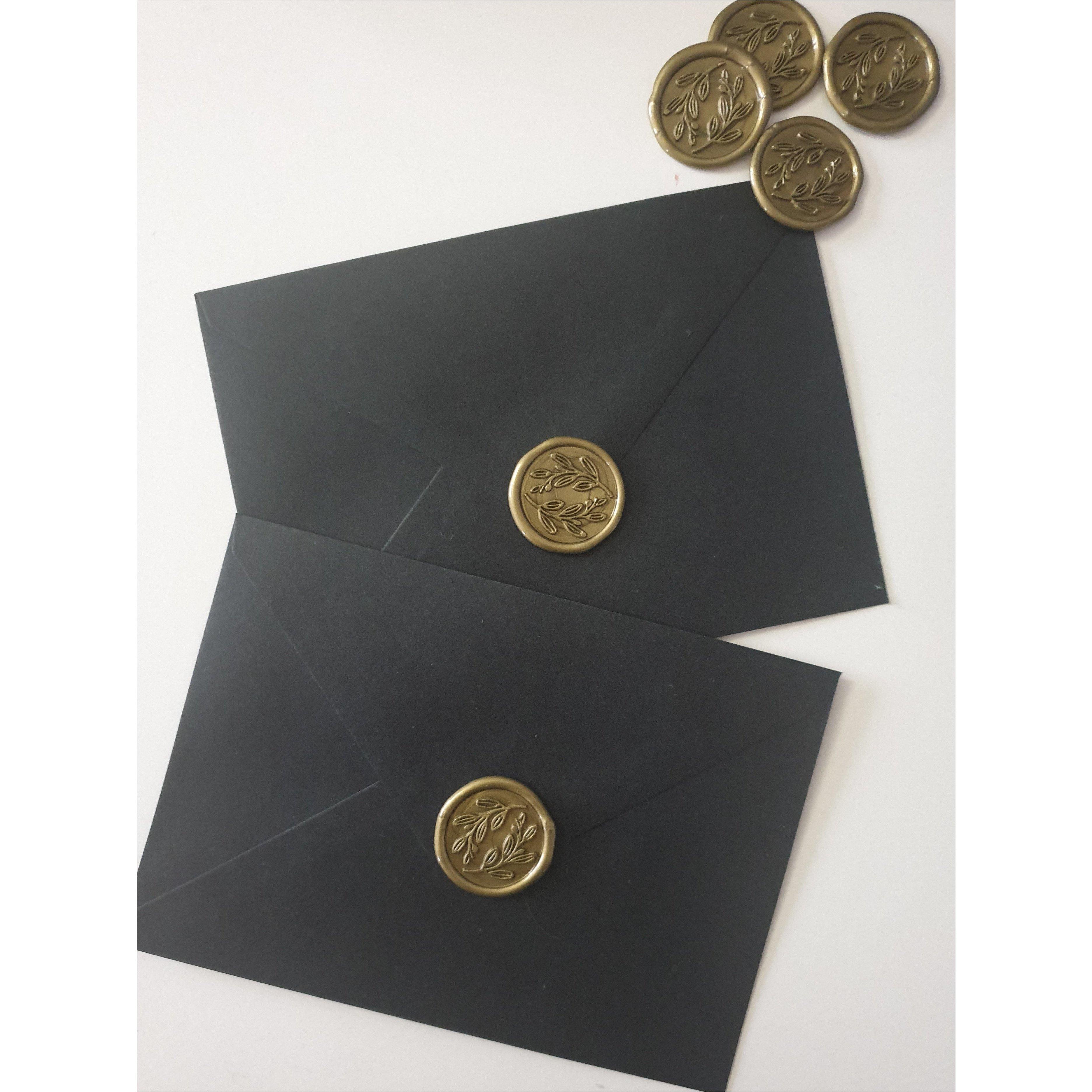 50 PCS EUCALYPTUS Leaf Wax Seal Stickers Light Gold Self-Adhesive