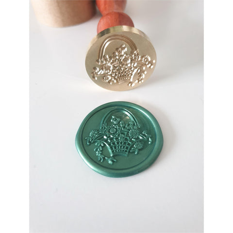 Green flower basket wax seal stamp