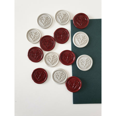 Heart wax seal in burgundy and light grey