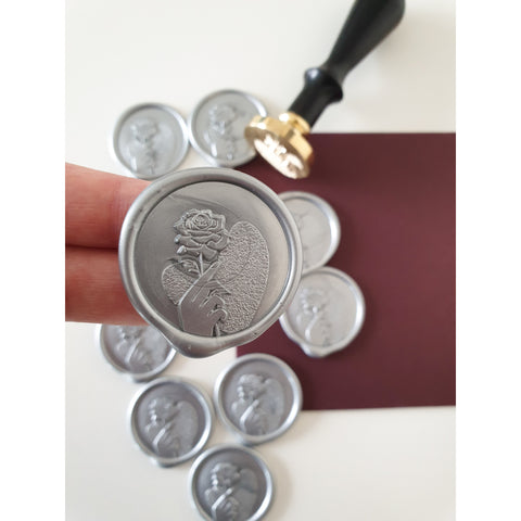 Rose wax seal in silver